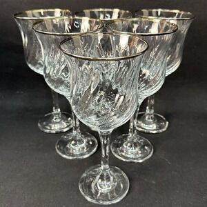 Crystal Clear Industries 'Regent Gold' 7 7/8 Water Goblet Optic Swirl, Set of 6